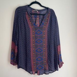 Lucky Brand sheer boho long sleeve top